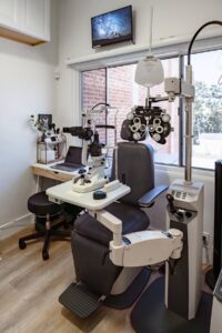 Optometrist office in Del Mar showing eye exam equipment